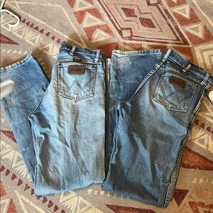 Wrangler Light and Dark Blue Denim Jeans